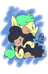 Size: 3300x5100 | Tagged: safe, artist:professionalpuppy, oc, oc only, oc:sourspot, earth pony, pony, cute, hug, simple background, transparent background