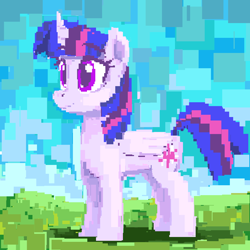 Size: 1440x1440 | Tagged: safe, artist:docwario, twilight sparkle, alicorn, pony, g4, female, mare, pixel art, pixelated, smiling, solo, twilight sparkle (alicorn)