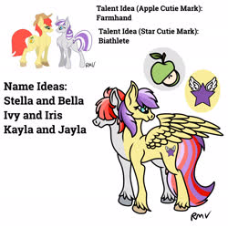 Size: 2048x2048 | Tagged: safe, artist:rmv-art, bright mac, twilight velvet, oc, oc:ivy and iris, earth pony, pegasus, pony, unicorn, g4, conjoined, conjoined twins, female, hair over eyes, high res, infidelity, lol, male, offspring, parent:bright mac, parent:twilight velvet, parents:brightvelvet, ship:brightvelvet, shipping, simple background, straight, white background
