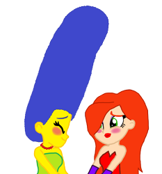 Size: 2755x2959 | Tagged: safe, artist:ktd1993, equestria girls, g4, barely eqg related, barely pony related, beehive hairdo, blushing, equestria girls-ified, high res, jessica rabbit, male, marge simpson, simple background, the simpsons, transparent background, who framed roger rabbit