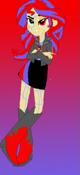 Size: 269x583 | Tagged: safe, artist:princessofdeadroses, artist:selenaede, sunset shimmer, human, elements of insanity, equestria girls, g4, alternate cutie mark, alternate universe, antagonist, base used, bodypaint, boots, clothes, crossed arms, equestria girls style, equestria girls-ified, evil, evil smirk, miniskirt, painset shimmercakes, shoes, skirt, smiling, smirk, tomboy, villainess