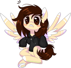 Size: 1433x1378 | Tagged: safe, artist:redheartponiesfan, oc, oc only, oc:white hershey, pegasus, pony, clothes, female, hoodie, mare, simple background, solo, transparent background