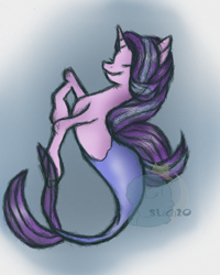 Size: 1280x1600 | Tagged: safe, artist:silver--lunar, starlight glimmer, pony, seapony (g4), unicorn, g4, crepuscular rays, dorsal fin, eyes closed, female, fin, fish tail, flowing mane, flowing tail, mare, ocean, seaponified, seapony starlight glimmer, smiling, solo, species swap, sunlight, swimming, tail, underwater, water