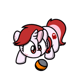 Size: 1000x1000 | Tagged: safe, artist:sugar morning, oc, oc only, oc:ruby, oc:ruby heartstrings (rhstrings), pony, unicorn, animated, ball, behaving like a cat, colored, commission, cute, cutie mark, female, frame by frame, gif, simple background, solo, sugar morning's play time, transparent background, yarn, yarn ball, ych result