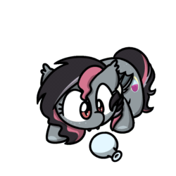 Size: 1000x1000 | Tagged: safe, artist:sugar morning, oc, oc only, oc:aurora nightgloom, bat pony, pony, animated, behaving like a cat, bottle, colored, commission, cute, cutie mark, fangs, female, frame by frame, gif, potion, simple background, solo, sugar morning's play time, transparent background, yarn, ych result