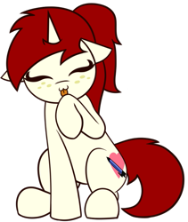 Size: 583x692 | Tagged: safe, artist:mrneo, part of a set, oc, oc only, oc:silver draw, pony, unicorn, :3, behaving like a cat, eyes closed, female, floppy ears, freckles, licking, mare, raised hoof, simple background, sitting, smiling, solo, tongue out, transparent background, ych result