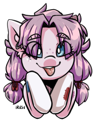 Size: 580x752 | Tagged: safe, artist:lrusu, oc, oc only, earth pony, pony, bust, female, mare, portrait, simple background, solo, tongue out, transparent background