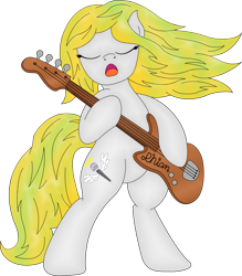 Size: 2291x2618 | Tagged: safe, artist:soulakai41, oc, oc only, oc:rhian todhunter, pony, bass guitar, bipedal, female, high res, mare, musical instrument, simple background, solo, transparent background