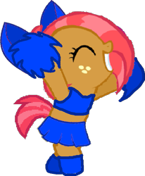 Size: 533x647 | Tagged: safe, artist:angrymetal, babs seed, earth pony, pony, g4, 1000 hours in ms paint, adorababs, bow, cheerleader, clothes, cute, female, freckles, pom pom, simple background, skirt, solo, transparent background