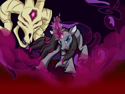 Size: 1280x961 | Tagged: safe, artist:thescornfulreptilian, fhtng th§ ¿nsp§kbl, oleander (tfh), them's fightin' herds, community related, dark magic, looking at you, magic