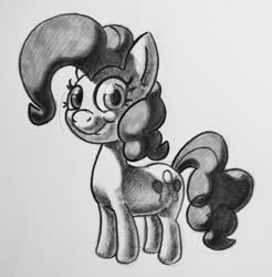 Size: 3512x3565 | Tagged: safe, artist:greatspacebeaver, pinkie pie, earth pony, pony, g4, female, high res, looking at you, mare, monochrome, solo, traditional art