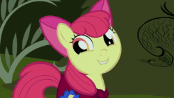 Size: 1280x720 | Tagged: safe, screencap, apple bloom, fluttershy, earth pony, pegasus, pony, g4, stare master, animated, cape, clothes, cmc cape, female, filly, mare, out of context, sound, webm