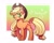 Size: 1750x1398 | Tagged: safe, artist:riukime, applejack, earth pony, pony, g4, abstract background, apple, colored pupils, cowboy hat, cute, ear fluff, female, food, hat, jackabetes, mare, no pupils, solo, straw in mouth, yeehaw