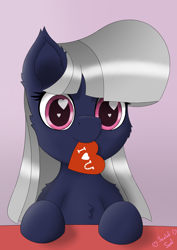 Size: 1440x2032 | Tagged: safe, artist:sealedseal, oc, oc only, oc:sealed seal, pony, female, holiday, mare, mouth hold, solo, valentine, valentine's day