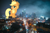 Size: 3840x2560 | Tagged: safe, artist:dashiesparkle, artist:jerryakiraclassics19, applejack, earth pony, pony, g4, building, city, cowboy hat, female, giant pony, giantess, hat, high res, highrise ponies, indianapolis, irl, macro, mare, mega applejack, photo, ponies in real life, scenery, stetson