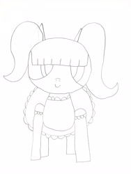 Size: 3024x4032 | Tagged: safe, artist:undeadponysoldier, oc, oc only, oc:foalita, earth pony, pony, clothes, cute, dress, female, filly, goth, gothic lolita, lolita fashion, pigtails, smiling, solo, traditional art