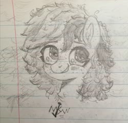 Size: 2448x2344 | Tagged: safe, artist:mjsw, oc, oc only, pony, blushing, freckles, graph paper, grin, high res, smiling, solo, traditional art