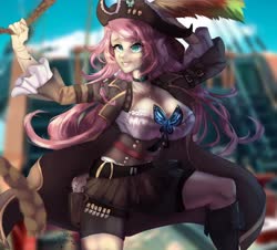 Size: 2452x2220 | Tagged: safe, artist:chocori, fluttershy, human, g4, breasts, busty fluttershy, female, high res, humanized, pirate, pirate fluttershy, solo