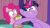 Size: 1920x1080 | Tagged: safe, screencap, pinkie pie, twilight sparkle, alicorn, earth pony, pony, a trivial pursuit, g4, bell, confused, crazy grin, cupcake, duo, faic, female, food, glowing horn, grin, horn, levitation, lip bite, looking down, magic, magic aura, mare, messy, messy mane, obsessed, open mouth, raised eyebrow, raised hoof, ringing bell, shrunken pupils, sin of greed, smiling, team twipie, telekinesis, trivia trot, twilight snapple, twilight sparkle (alicorn), twilighting, unfair