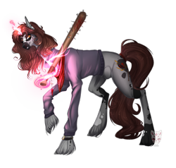 Size: 2100x2000 | Tagged: safe, artist:lastaimin, oc, oc only, pony, unicorn, clothes, female, high res, magic, mare, nail bat, shirt, simple background, solo, transparent background, unshorn fetlocks, watch, wristwatch