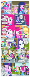 Size: 612x1546 | Tagged: safe, artist:greatdinn, artist:newbiespud, edit, edited screencap, screencap, applejack, fluttershy, pinkie pie, rainbow dash, rarity, spike, twilight sparkle, dog, comic:friendship is dragons, equestria girls, g4, my little pony equestria girls, boots, clothes, collaboration, comic, cutie mark, cutie mark on clothes, dialogue, drinking, eyes closed, female, freckles, high heel boots, humane five, humane six, male, screencap comic, shoes, sitting, sleeping, smiling, spike the dog