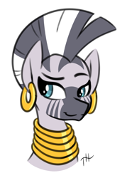 Size: 1250x1750 | Tagged: safe, artist:fakskis, zecora, pony, zebra, g4, bedroom eyes, colored sketch, ear piercing, earring, female, jewelry, mare, markings, mohawk, piercing, ring, simple background, sketch, solo, white background