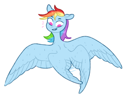 Size: 500x390 | Tagged: safe, artist:jellybeanbullet, rainbow dash, pegasus, pony, g4, female, four wings, multiple wings, simple background, sketch, smiling, solo, spread wings, wat, white background, wings