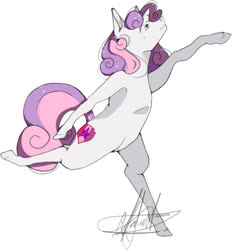 Size: 630x678 | Tagged: safe, artist:ohflaming-rainbow, sweetie belle, pony, g4, female, older, simple background, solo, standing, standing on one leg, white background