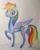 Size: 2783x3464 | Tagged: safe, artist:ponsce, rainbow dash, pegasus, pony, g4, female, high res, raised hoof, solo, traditional art