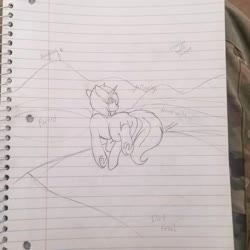 Size: 1960x1960 | Tagged: safe, oc, oc only, oc:bumpy beatz, pony, unicorn, countryside, galloping, lined paper, sketch, solo, traditional art, wip