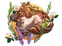 Size: 2300x1700 | Tagged: safe, artist:yuyusunshine, oc, oc only, oc:radiant valor, earth pony, pony, female, flower, leaf, mare, simple background, solo, transparent background