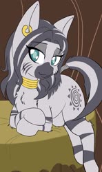 Size: 1126x1903 | Tagged: safe, artist:steelsoul, zecora, pony, zebra, g4, alternate hairstyle, bed, female, looking at you, mare, solo, zecora appreciation week, zecora's hut