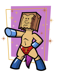 Size: 750x1000 | Tagged: safe, artist:toonbat, oc, oc:paper bag, pony, bipedal, clothes, cosplay, costume, face on a bag, female, powdered toast man, ren and stimpy, solo, sparkles, underwear