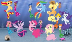 Size: 1280x756 | Tagged: safe, artist:ra1nb0wk1tty, artist:selenaede, artist:user15432, applejack, fluttershy, pinkie pie, rainbow dash, rarity, sunset shimmer, twilight sparkle, alicorn, earth pony, merboy, mermaid, merman, pegasus, pony, sea pony, seapony (g4), starfish, unicorn, equestria girls, g4, my little pony: the movie, spoiler:my little pony the movie, alternate mane seven, bare shoulders, base used, bubble guppies, clothes, crossover, deema, deema (bubble guppies), dive mask, equestria girls style, equestria girls-ified, fin wings, fins, gil (bubble guppies), goby, goby (bubble guppies), kelp, male, mane six, mermaid tail, mermaidized, mermaids, mermanized, molly (bubble guppies), nick jr., nickelodeon, nonny (bubble guppies), ocean, oona, oona (bubble guppies), rock, sea ponies, seaponified, seapony applejack, seapony fluttershy, seapony pinkie pie, seapony rainbow dash, seapony rarity, seapony sunset, seapony twilight, seashell, seaweed, species swap, strapless, swimming, twilight sparkle (alicorn), under the sea, underwater, wings, zooli