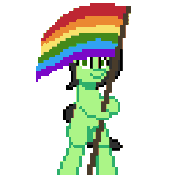 Size: 256x256 | Tagged: safe, artist:bitassembly, oc, oc only, oc:filly anon, earth pony, pony, animated, female, filly, flag, gay pride flag, pixel art, pride, pride flag, simple background, solo, transparent background
