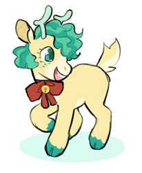 Size: 500x608 | Tagged: safe, artist:peachybats, alice the reindeer, deer, reindeer, g4, my little pony best gift ever, colored pupils, female, open mouth, simple background, solo, white background