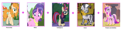 Size: 1839x434 | Tagged: safe, cookie crumbles, moondancer, pear butter, princess cadance, zecora, g4, meme, waifu