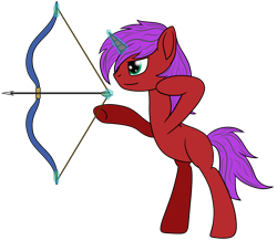 Size: 2038x1771 | Tagged: safe, artist:cloudy95, oc, oc only, oc:tricky, pony, unicorn, arrow, bow (weapon), bow and arrow, magic, male, simple background, solo, stallion, transparent background, weapon