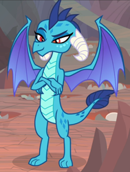Size: 710x938 | Tagged: safe, screencap, princess ember, dragon, g4, sweet and smoky, cropped, crossed arms, female, raised eyebrow, smug, solo