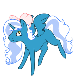 Size: 500x500 | Tagged: safe, artist:clorblinddraws, oc, oc only, oc:fleurbelle, alicorn, pony, adorabelle, alicorn oc, bow, chibi, cute, female, hair bow, horn, mare, simple background, smol, solo, transparent background, yellow eyes