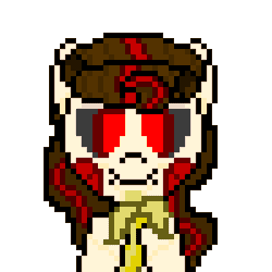 Size: 300x300 | Tagged: safe, artist:nukepony360, oc, oc only, oc:vocal pitch, android, pony, robot, robot pony, animated, ask, ask the prototypes, banana, eating, food, herbivore, pixel art, simple background, transparent background