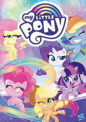 Size: 2179x3093 | Tagged: safe, applejack, fluttershy, pinkie pie, rainbow dash, rarity, twilight sparkle, alicorn, earth pony, pegasus, pony, unicorn, g4, g4.5, my little pony: pony life, official, dvd, hasbro logo, high res, horn, mane six, my little pony logo, twilight sparkle (alicorn)
