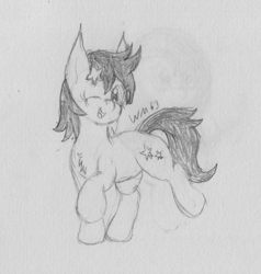 Size: 1836x1930 | Tagged: safe, artist:wapamario63, seven seas, star dancer, earth pony, pony, g4, my little pony: the manga, cute, dancing, female, mare, monochrome, one eye closed, solo, traditional art, wink