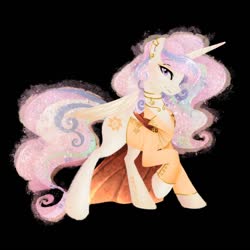 Size: 900x900 | Tagged: safe, artist:yuntaoxd, princess celestia, alicorn, pony, g4, black background, cloak, clothes, ear piercing, earring, female, jacket, jewelry, mare, piercing, simple background, solo