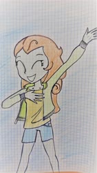 Size: 3096x5504 | Tagged: safe, artist:mazzmer, autumn blaze, equestria girls, g4, crayon, equestria girls-ified, female, first drawing, graph paper, paper, smiling, solo, traditional art