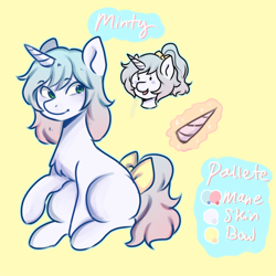 Size: 2000x2000 | Tagged: safe, artist:poofindi, oc, oc only, oc:minty, pony, unicorn, high res, reference sheet