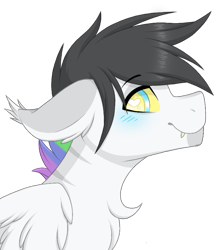 Size: 741x851 | Tagged: safe, artist:melodytheartpony, oc, oc only, pegasus, pony, chest fluff, cute, ear fluff, fangs, heart eyes, male, markings, multicolored hair, rainbow hair, simple background, solo, stallion, transparent background, wingding eyes, ych result