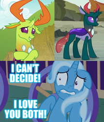 Size: 3080x3600 | Tagged: safe, edit, edited screencap, screencap, pharynx, thorax, trixie, changedling, changeling, pony, unicorn, g4, to change a changeling, to where and back again, triple threat, caption, changedling brothers, female, high res, image macro, king thorax, male, meme, phartrix, prince pharynx, shipping, straight, text, thoraxie, trixie gets all the stallions