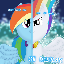 Size: 1000x1000 | Tagged: safe, artist:asiandra dash, rainbow dash, pegasus, pony, two sided posters, g4, element of loyalty, split screen, spread wings, super rainbow dash, wings