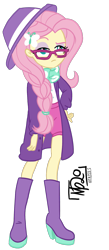 Size: 799x1831 | Tagged: safe, artist:tassji-s, fluttershy, equestria girls, fake it 'til you make it, g4, alternate hairstyle, female, hipster, hipstershy, simple background, solo, transparent background
